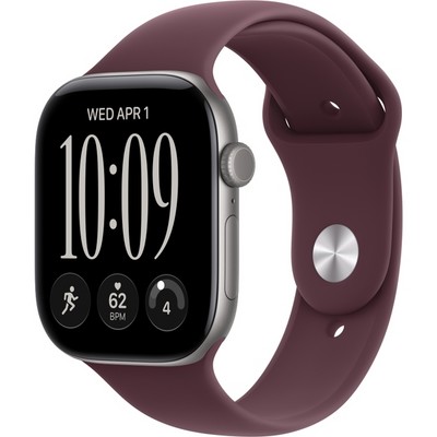 Apple Watch Series 12 46mm GPS Space Gray Aluminum Case with Burgundy Sport Band SM/ML - фото 105269