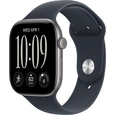 Apple Watch Series 12 46mm GPS Space Gray Aluminum Case with Navy Blue Sport Band SM/ML - фото 105273