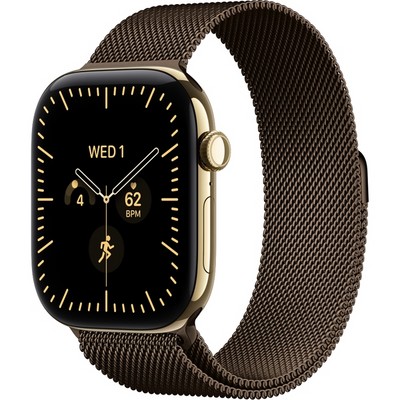 Apple Watch Series 12 46mm GPS + Cellular Radiant Gold Titanium Case with Dark Bronze Milanese Loop - фото 105294
