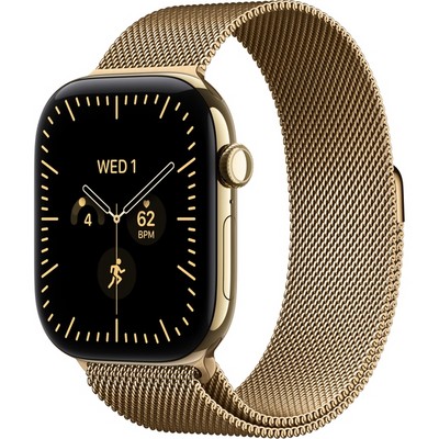 Apple Watch Series 12 46mm GPS + Cellular Radiant Gold Titanium Case with Natural Milanese Loop - фото 105297