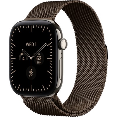 Apple Watch Series 12 46mm GPS + Cellular Natural Titanium Case with Dark Bronze Milanese Loop - фото 105306