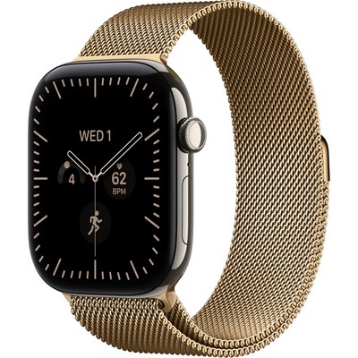 Apple Watch Series 12 46mm GPS + Cellular Natural Titanium Case with Radiant Gold Milanese Loop - фото 105308