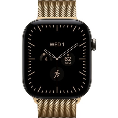 Apple Watch Series 12 46mm GPS + Cellular Natural Titanium Case with Radiant Gold Milanese Loop - фото 105309