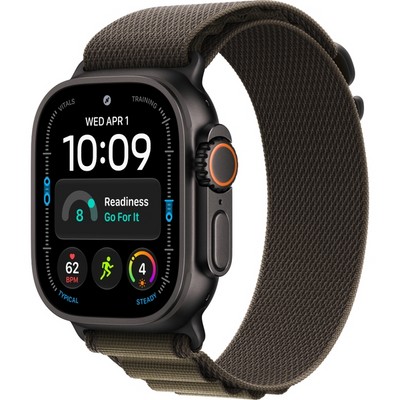 Apple Watch Ultra 4 49mm GPS + Cellular Black Titanium Case with Dark Olive Alpine Loop S/M/L - фото 105318