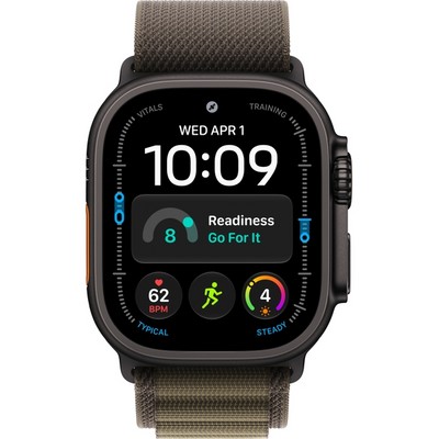 Apple Watch Ultra 4 49mm GPS + Cellular Black Titanium Case with Dark Olive Alpine Loop S/M/L - фото 105319