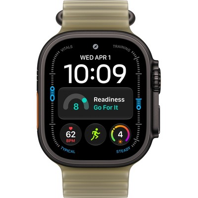 Apple Watch Ultra 4 49mm GPS + Cellular Black Titanium Case with Translucent Kelp Ocean Band - фото 105332