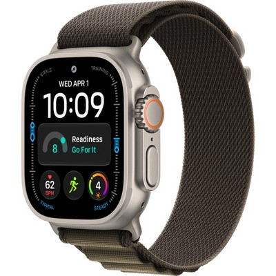 Apple Watch Ultra 4 49mm GPS + Cellular Natural Titanium Case with Dark Olive Alpine Loop S/M/L - фото 105340