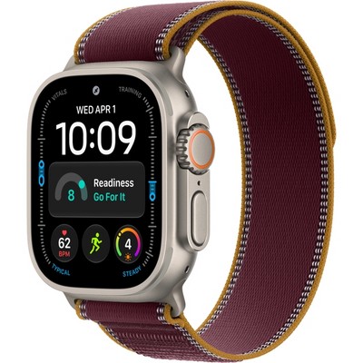 Apple Watch Ultra 4 49mm GPS + Cellular Natural Titanium Case with Burgundy Trail Loop SM/ML - фото 105352