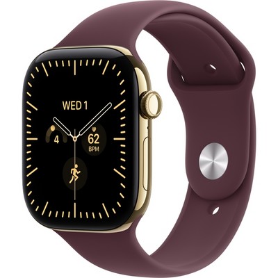 Apple Watch Series 12 46mm GPS + Cellular Radiant Gold Titanium Case with Burgundy Sport Band SM/ML - фото 105936