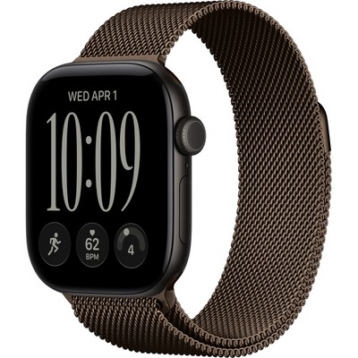 Apple Watch Series 12 42mm GPS Black Aluminum Case with Dark Bronze Milanese Loop SM/ML - фото 105940