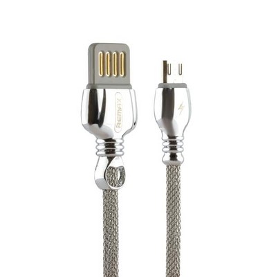 Дата-кабель USB Remax King Data Cable (RC-063m) microUSB fast charging 2.1A круглый (1.0 м) Серебристый - фото 55890