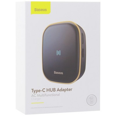 Переходник Baseus Type-C HUB Adapter AC Multifunctional Charger (USB3.0х2+HDMI+SD/TF+RG45) (CAHUB-AU01) Черный - фото 34159