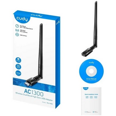 Беспроводной адаптер Cudy WU1400 Wi-Fi5 AC1300 USB 3.0 - фото 107199