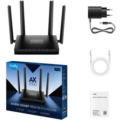 Беспроводной маршрутизатор Cudy WR3000E, Wi-Fi 802.11ax 2976Мбит/с, 2.4+5ГГц, 4xLAN, 1xWAN - фото 107313