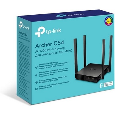 Беспроводной маршрутизатор TP-LINK Archer C54, 802.11ac 1167Mbps, 4xLAN - фото 107713
