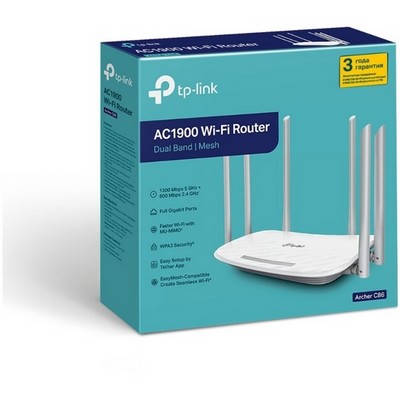Беспроводной маршрутизатор TP-LINK Archer C86, 802.11ac 1900Mbps, 4xLAN - фото 107732