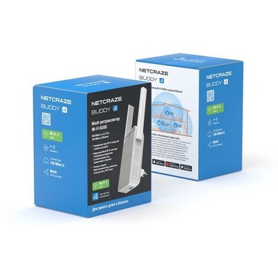 Повторитель Wi-Fi Netcraze Buddy 4 (NC-3211), Wi-Fi 802.11n 2,4 ГГц, 1x100 Мбит/с - фото 107830