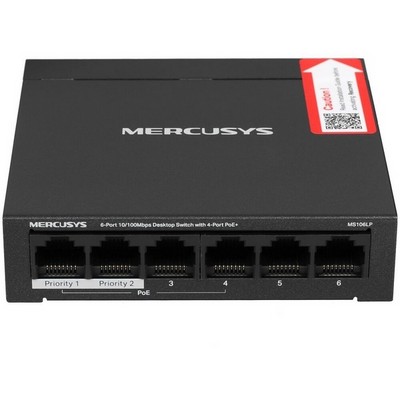Коммутатор Mercusys MS106LP 6 ports 4 ports PoE+ 10/100Mbps неуправляемый - фото 107921