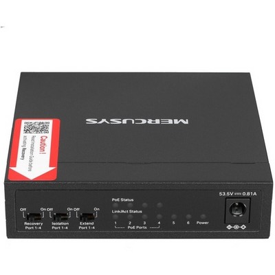 Коммутатор Mercusys MS106LP 6 ports 4 ports PoE+ 10/100Mbps неуправляемый - фото 107923