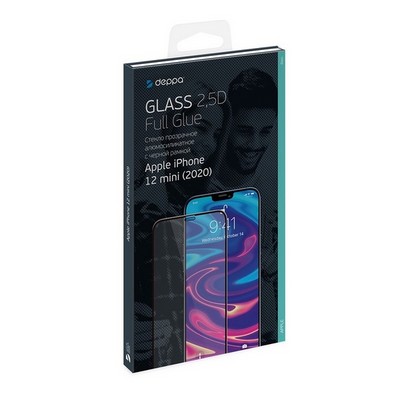Стекло защитное Deppa 2,5D Full Glue D-62700 для iPhone 12 mini (5.4") 0.3mm Black - фото 38438