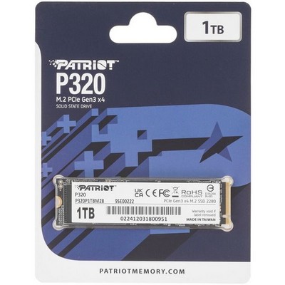 Накопитель SSD M.2 2280 PCIe NVMe 3.0 x4 1000Гб Patriot Memory P300 ( P320P1TBM28 ) - фото 109123