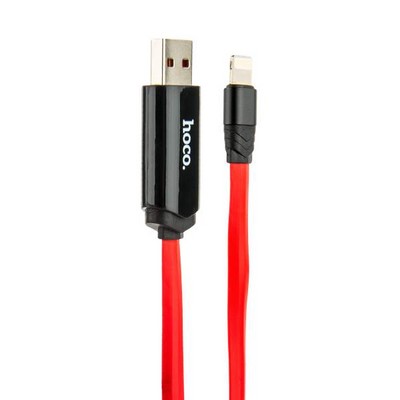 Дата-кабель USB Hoco U29 LED displayed timing Lightning (1.2 м) Красный - фото 55927