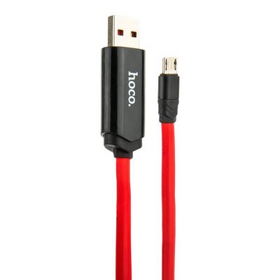 Дата-кабель USB Hoco U29 LED displayed timing MicroUSB (1.2 м) Красный - фото 55931