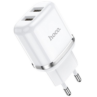 Адаптер питания Hoco N4 Aspiring dual port charger Apple&Android (2USB: 5V max 2.4A) Белый - фото 39340