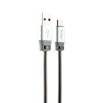 Дата-кабель USB Hoco U27 Golden shield MicroUSB (1.2 м) Серебристый - фото 55887