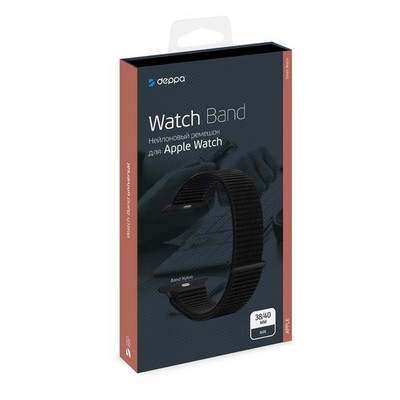 Ремешок нейлоновый Deppa Band Nylon D-48101 для Apple Watch 40мм/ 38мм Черный - фото 39812