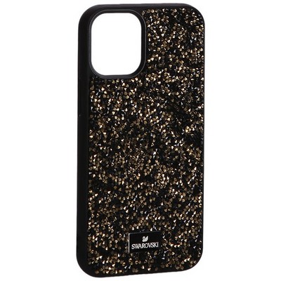 Чехол-накладка силиконовая со стразами SWAROVSKI Crystalline для iPhone 12 mini (5.4") Черно-золотой - фото 39955