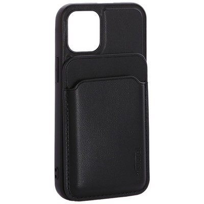 Чехол-накладка кожаный Mutural для Iphone 12 mini (5.4") с бумажником MagSafe Черный - фото 39977