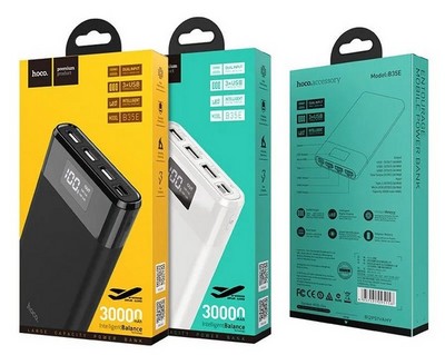 Аккумулятор внешний универсальный Hoco B35E-30000 mAh Entourage mobile Power bank (2USB: 5V-2.0A) White Белый - фото 41090