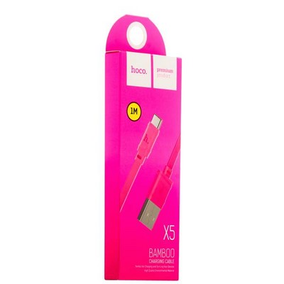 Дата-кабель USB Hoco X5 Bamboo USB Type-C (1.0 м) Розовый - фото 55866