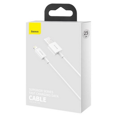 Дата-кабель USB Baseus Superior Series Fast Charging Data Cable Lightning 2.4A (CALYS-02) 0.25м Белый - фото 42271