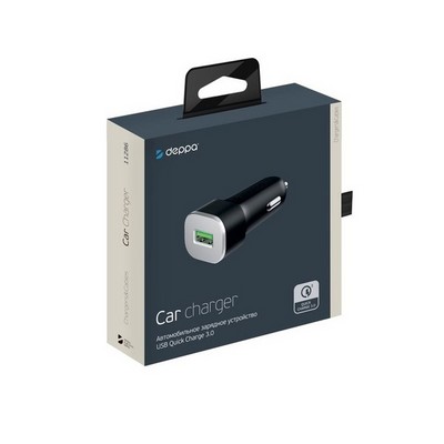 Разделитель автомобильный Deppa Quick Charge 3.0 D-11286 12/24V (USB: 5V/3A, 9V/2A, 12V/2A) Черный - фото 55203