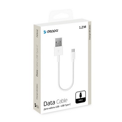 Дата-кабель USB Deppa D-72312 USB A - Type-C (USB 2.0/ 2.4А) 1.2м Белый - фото 42852