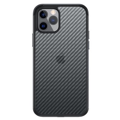 Чехол-накладка карбоновая SULADA Luxury Series Enjoyment Carbon для Iphone 13 (6.1") Черная с синей окантовкой - фото 42898
