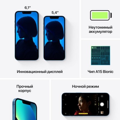 Apple iPhone 13 128GB Blue (синий) A2633 - фото 43161