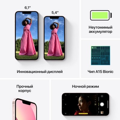 Apple iPhone 13 mini 128GB Pink (розовый) A2628 - фото 43434