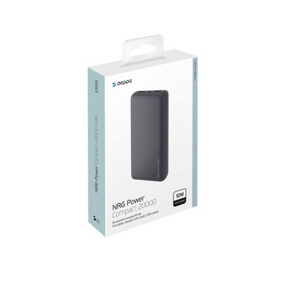 Аккумулятор внешний универсальный Deppa NRG 20000 mAh power bank D-33551 (2USB: 5V-2.1A) Графитовый - фото 55264