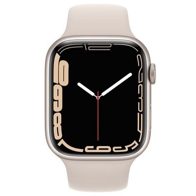 Apple Watch Series 7 GPS 45mm Starlight Aluminum Case with Starlight Sport Band (сияющая звезда) - фото 44857