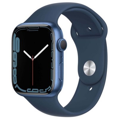 Apple Watch Series 7 GPS 45mm Blue Aluminum Case with Abyss Blue Sport Band (синий) MKN83RU - фото 44868