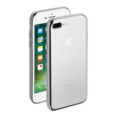 Чехол-накладка силикон Deppa Gel Plus Case D-85259 для iPhone 8 Plus/ 7 Plus (5.5) 0.9мм Серебристый глянцевый борт - фото 55430