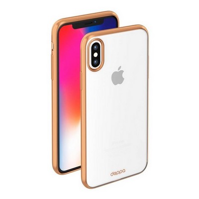 Чехол-накладка силикон Deppa Gel Plus Case D-85337 для iPhone XS/ X (5.8") 0.9мм Золотистый матовый борт - фото 55213