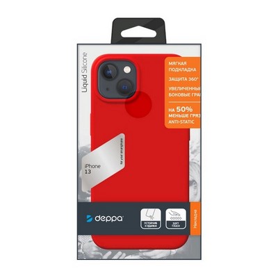 Чехол-накладка силикон Deppa Liquid Silicone Pro Case D-88100 для iPhone 13 (6.1") Красный - фото 56132