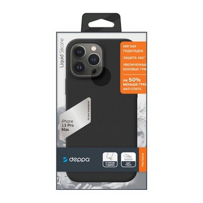 Чехол-накладка силикон Deppa Liquid Silicone Pro Case D-88105 для iPhone 13 Pro Max (6.7") Черный - фото 45900