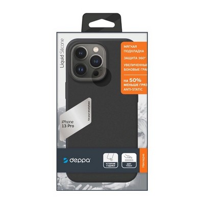 Чехол-накладка силикон Deppa Liquid Silicone Pro Case D-88102 для iPhone 13 Pro (6.1") Черный - фото 45973