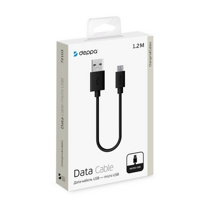 Дата-кабель USB Deppa D-72103 microUSB 1.2м Черный - фото 45984
