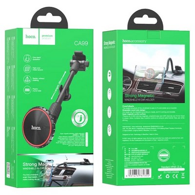 Автомобильный держатель Hoco CA99 City windshield magnetic in-car holder магнитный универсальный черный - фото 56171